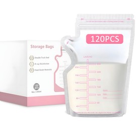TOTCOZY Breast Milk Storage Bags, 120 Pack Disposable Leakproof Breastmilk Storage Bags, 250ml Capacity, Double Track Seal, Pre-sterilised, BPA Free