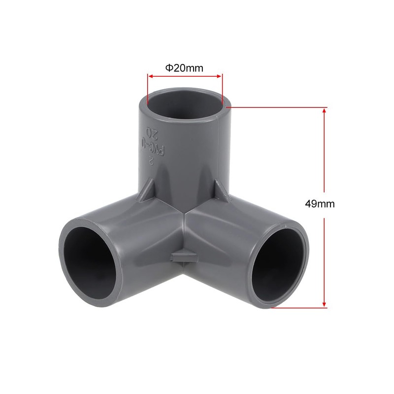 sourcing map 3-Way Elbow PVC Pipe Fitting Furniture Grade 20mm