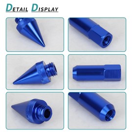 YeshineAuto M12x1.5 Spikes Lug Nuts, 20pcs 60mm Aluminum Wheel Nuts Fit for Ford Escape/Focus/Fusion,for Honda Accord/CR-V,for Toyota Avalon,for Chevy Impala etc (Blue)