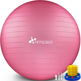 NEWKIBOU Pelota de Ejercicio,Pelota de Pilates 55/65/75cm-Fitball Anti-Burst,para el Embarazo, Pilates,Yoga,para Ejercicios Abdominales y Ejercicios básicos,Incluida La Bomba de Aire (Rosa, 55CM)