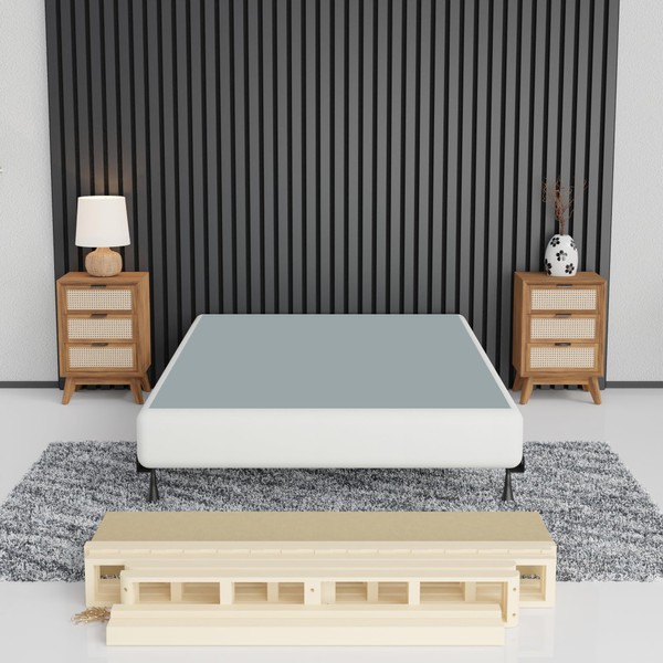 Greaton, 4.5-Inch Sturdy Wood Box Spring for Mattress Support -