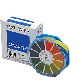Advantech Toyo 07011030 pH Test Paper, Roll Type, UNIV (1 - 11), Color Changing Table Included, 3.4 inches (9 mm) x 2.4 ft (6 m), 1 Roll