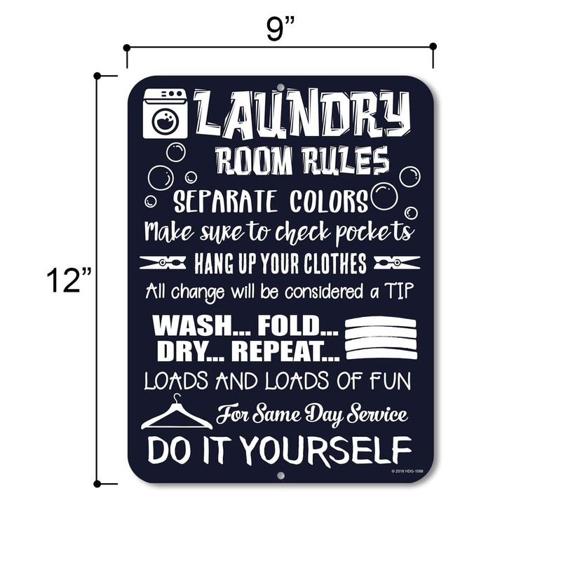 Laundry Room Decor, Laundry Room Rules, 9 inch x 12