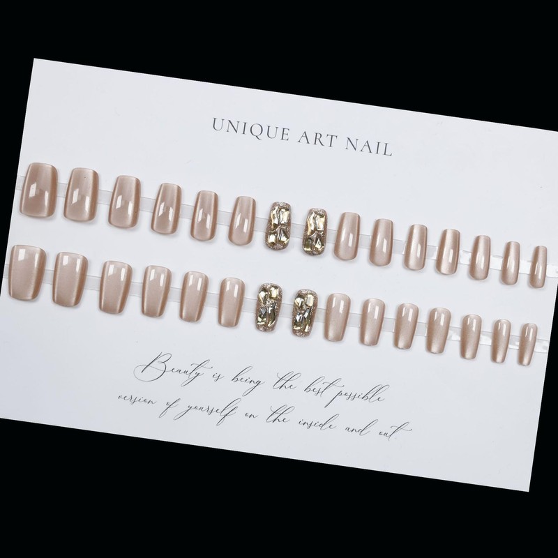 Nail Tip, Short, False Nail, Stylish, Cat Eye, Short Nail