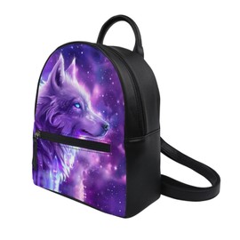 Showudesigns Galaxy Wolf Purse for Women Backpack Mini Handbag for Teen Girls Birthday Gifts Travel Shoulder Bags Casual Daypack With Zipper Back Pack Purple