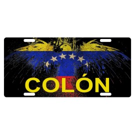 FAST SERVICE DESIGNS Venezuela Flag License Plate Patriotic Eagle Emblem Colón