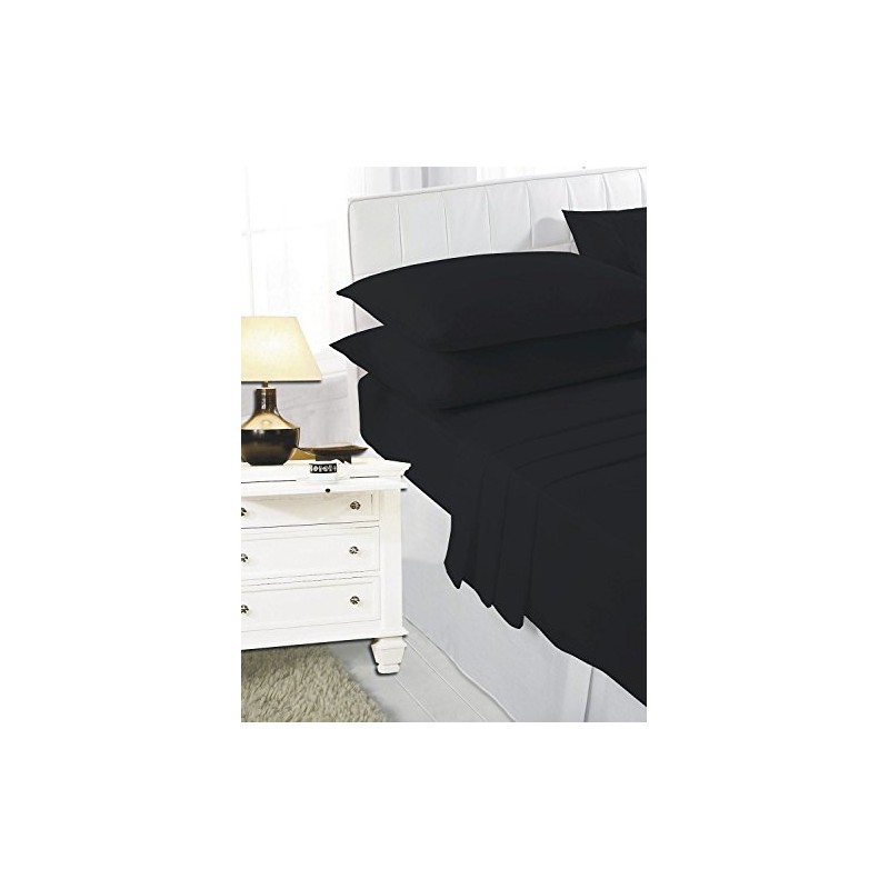 Percale Poly-Cotton Fitted Bed Sheet Set, with 2 Pillowcases, Plain