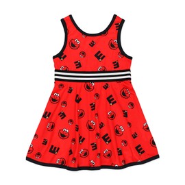 Isaac Mizrahi Loves Sesame Street Elmo Baby Toddler Fit and Flare Soft Dress (3T, Toddler Red)