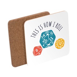 This is How I Roll Geek Board Games Board Games Cork Dice Coaster Set of 6 (95mm x 95mm)