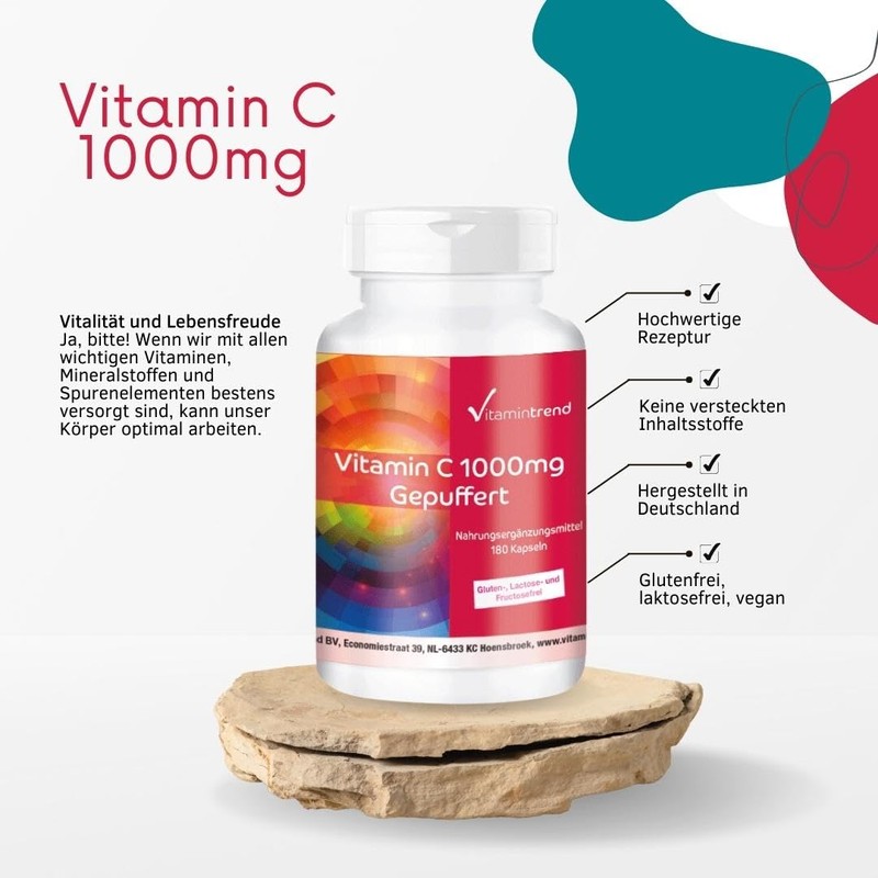 Buffered Vitamin C 1000mg - 180 Vegan Capsules - Stomach