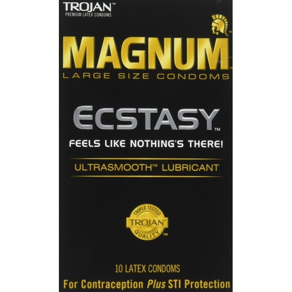Trojan Condom Magnum Ecstasy Ultrasmooth Lubricated, 10 Count (Pack of 2)