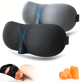 Sendowtek 2 Piezas Antifaces para Dormir, Antifaz para Dormir 3D, Máscara para Dormir con Correa Ajustable, Máscara de Ojos Ajustable Contorneada 3D con para Viajes, Oficina, Relajación y Meditación