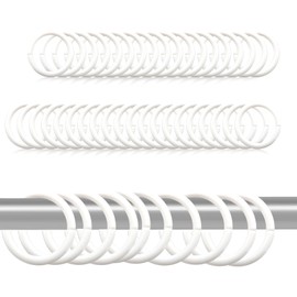 LNSYSNS Pack of 48 Curtain Rings, C-Shape Shower Curtain Hooks, White Curtain Rings for Curtain Rods, for Shower, Doors & Living Area