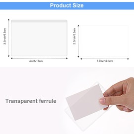 Outus 100 Pieces Self Adhesive Index Card Pockets with Blank Cards 4 x 2.5 Clear Adhesive Pockets Label Holders Bin Labels for Storage Bins Organizing Box Drawer