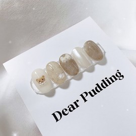 [Handmade Nail Tips] Latte Bear Nails - Almond / [수제네일팁] 라떼베어 네일 - 아몬드