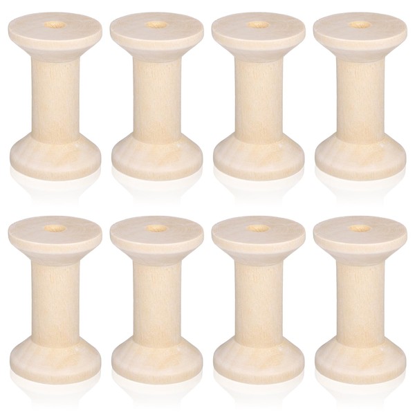 8pcs Wooden Spools of Crafts 2in Empty Natural Wood Thread