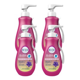 Veet Sensitive Skin Formula with Aloe Vera and Vitamin E, Dermatologically Tested Hair Removal Gel Cream 13.5 Fl Oz. for Legs & Body:_4 Pack