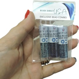 Set of 3 Colors, 24.6GM - Miyuki Seed Beads Size 15/0, Silver Lined Teal, Blue Zircon & Dark Purple, Each in a 2 Inch, 8.2 Gram Tube