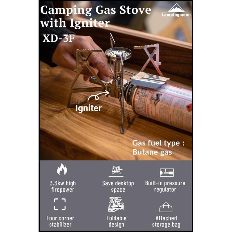 CAMPINGMOON Butane Camping Stove Portable Regulator Single Burner w/Storage Bag