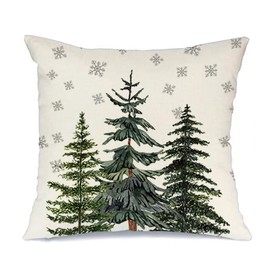 RABUSOFA Christmas Pillow Covers 18x18 Inch,Christmas Tree Decorations Pillow Covers,Xmas Snowflake Christmas Decor Cushion Covers,Merry Christmas Holiday Throw Pillows for Home Sofa Couch Green White