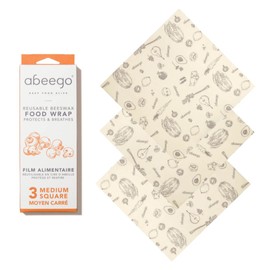 Abeego, The Original Beeswax Food Storage Wrap - Set of Three 10" Natural Square Sheets