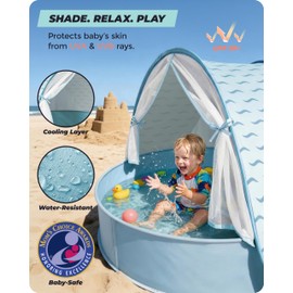Pop-Up Baby Beach Pool Tent with Mat, Mosquito Net, Detachable Canopy
