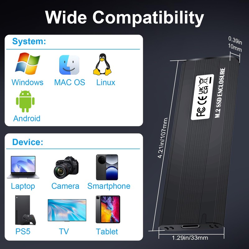 NVMe M.2 USB 3.1 SSD Enclosure Adapter 10 Gbps for
