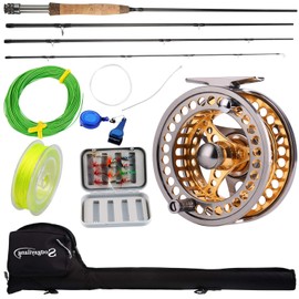 Sougayilang Fly Fishing Rod Reel Combo with Lightweight Portable Rod and CNC-machined Aluminum Alloy Reel, Complete Starter Package