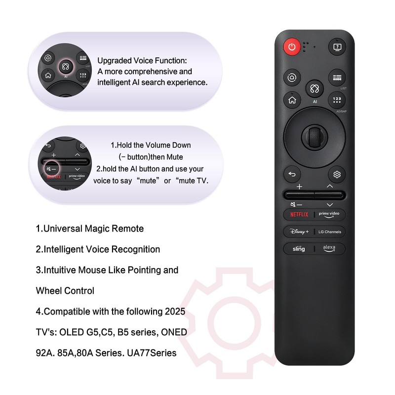 AKB76046602 Voice Magic Remote MR25GA Compatible with LG Remote 2025