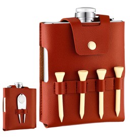 Golf Accessories for Men Flask,PU Leather Golf Flask Holster with Multiple Slots | Storage Bag, Golf Accessories, Classic Non-Slip Design for Men and Women Drinking Flasks