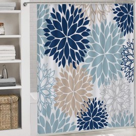 BJQ 1pc Dahlia Shower Curtain Set Flower Bathroom Decoration with Non-Slip Rug Toilet Seat U-Shaped Pad