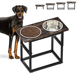 Zarler Elevated Dog Bowls for X-Large and Large Breed, 5 Adjustable Heights from 8.2'' - 17.3'', 2 Stainless Steel Bowls, 8.2'',11.8'',13.7'',15.7'',17.3'' Raised Dogs Food Bowl Stand