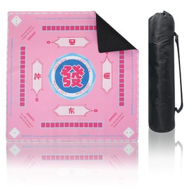 Portable Mahjong Mat for Table,Noise Reduction Mahjong Mat with Rules,31.5inx31.5in,Nonslip Mah jongg Mat Board Table Cover with Storage Pockets for Poker Tile,Card Games,Gifts for Women Men