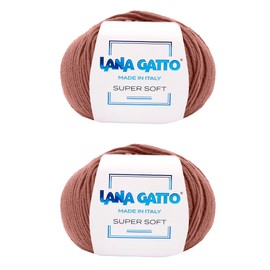 Super Soft Yarns for Crocheting and Knitting 100% Merino Wool Soft Yarn, Extrafine Wool Made in Italy by Lana Gatto Super Soft Line, 4 oz 274 yds, (2, Brick-Red - 14574)