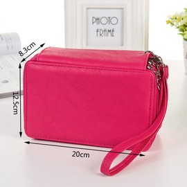 Large Capacity 4 Layers Zipper Portable Pencil Bags,YFZYT 72 Slots Inserting Durable Square PU Sketch Pencil Case Stationery for School or Office(Pencil Not Included) - Rose Red#72