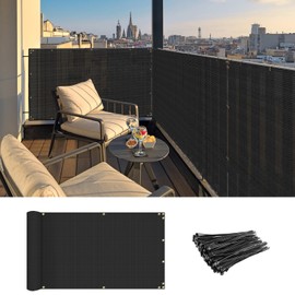 Coarbor 3'x10' Privacy Screen Fence - Apartment Patio Balcony Cover - 90% Blockage for Porch Deck Patio Backyard - Black