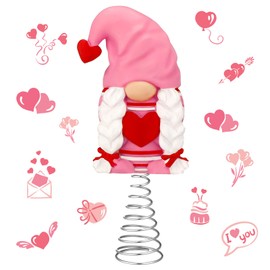 Queekay Valentines Day Gnome Miniature Tree Topper Ornaments Gnome Tree Topper 4 Inches Mini Valentine Tree Ornaments for Valentine's Day Wedding Decoration (Gnome)