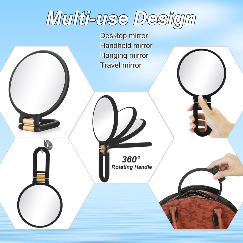 1x 20x Magnifying Travel Mirror, Hand Mirror with Handle -