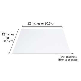 SimbaLux Acrylic Sheet Clear Cast Plexiglass 12” x 12” Square Panel 1/8” Thick (3mm) Pack of 2 Transparent Plastic Plexi Glass Board with Protective Paper for Signs, DIY Display Projects, Craft