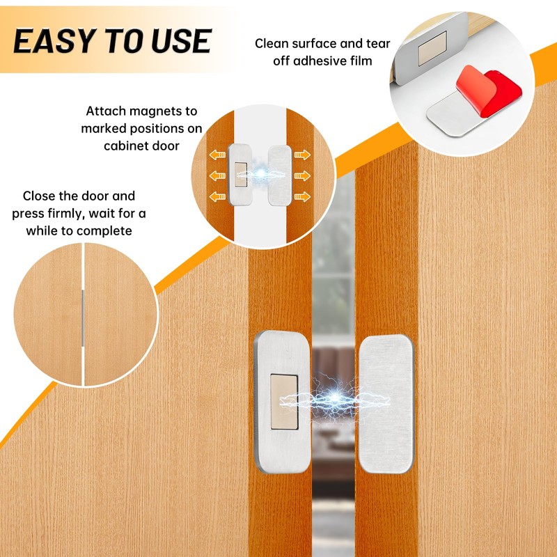 6 Pack Magnets for Cabinet Doors,with Adhesive Stainless Steel,1.57”X0.79”