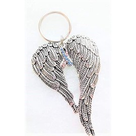 Pregnancy Loss Miscarriage Memorial Keychain Angel Wings Pink and Blue Crystal Ribbon Sympathy Gift