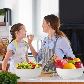 ALLUSEIT 8.2" Porcelain Mixing Bowl Serving Bowls, 64oz White Ceramic Large Bowl Set of 2 for Pasta Salad Pho Soup Fruit, Prep Kitchen Restaurant Party, Microwave & Dishwasher Safe