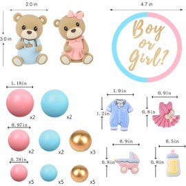 Bear Cake Toppers Gender Reveal Balls Cake Decorations for Boy Girl Gender Reveal Baby Shower Party Supplies