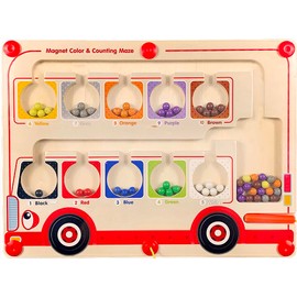 COOLJOY Magnetic Color & Number Maze, Wooden Montessori Color Matching Learning Counting Puzzle, Fine Motor Skills Toys for 3-5 Years Old Kids Boys Girls Toddlers