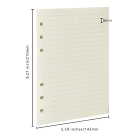 2 Pack A5 Paper Lined, 6 Holes Refill Paper Empty Refill Pages Refill Paper Replacement Sheets for Filofax A5, Notes, DIY, Bullet Journal, Sketch, Painting, Total 72 Sheets