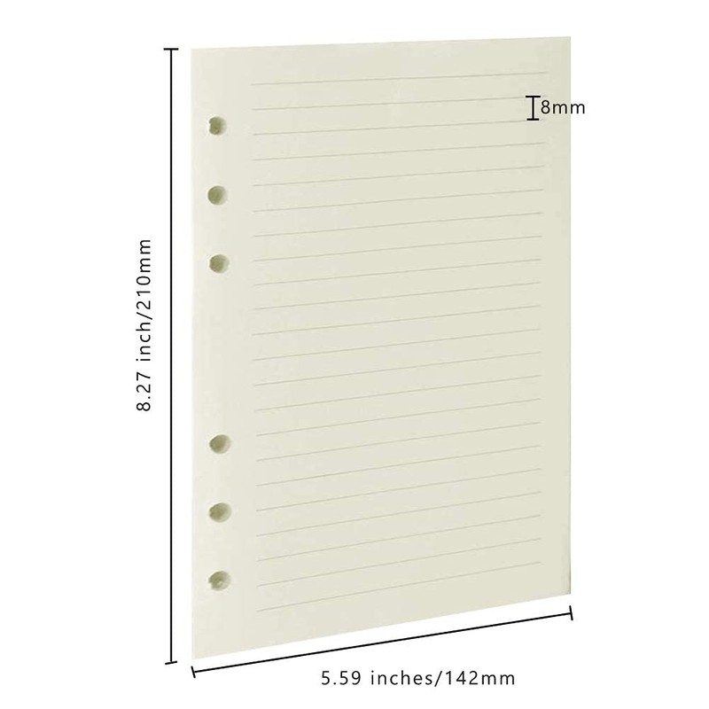 2 Pack A5 Paper Lined, 6 Holes Refill Paper Empty