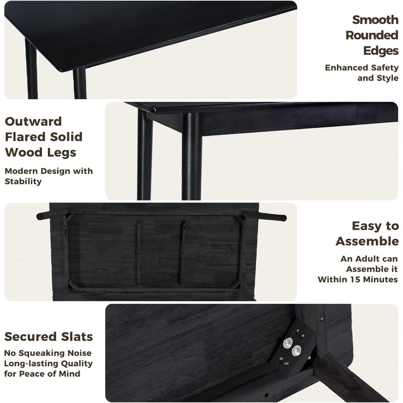 DELAVIN 29.5" Solid Wood Dining Table, Square Kitchen Desk, Modern