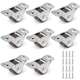 8 Pack Mini Caster Wheels 0.5 Inch Little Rubber Rolling Wheels with Steel Top Plate Metal Fixed Plate Rubber Low Profile Caster Wheels for Small Appliances Furniture DIY Project