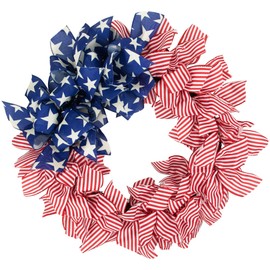 Northlight Stars and Stripes Patriotic Ribbon Wreath - 24"