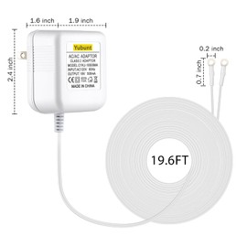 18V 500mA Doorbell Transformer, Video Doorbell Power Adapter Compatible with Nest, Wyze, Eufy, Ring, and Arlo Wireless Video Doorbells. White-1Pcs (19.6Ft Power Cord)